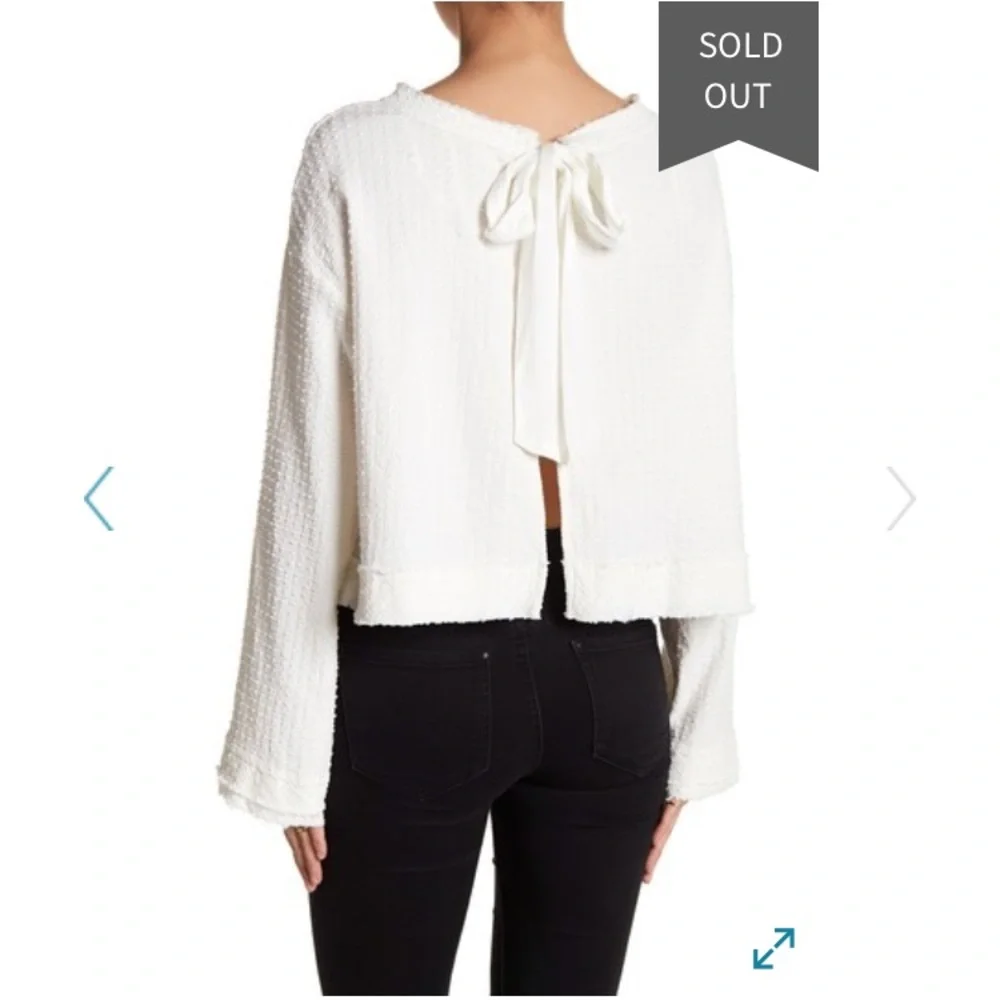 Free People Walking in Hueco Ivory Open Back Tie Top M NWOT